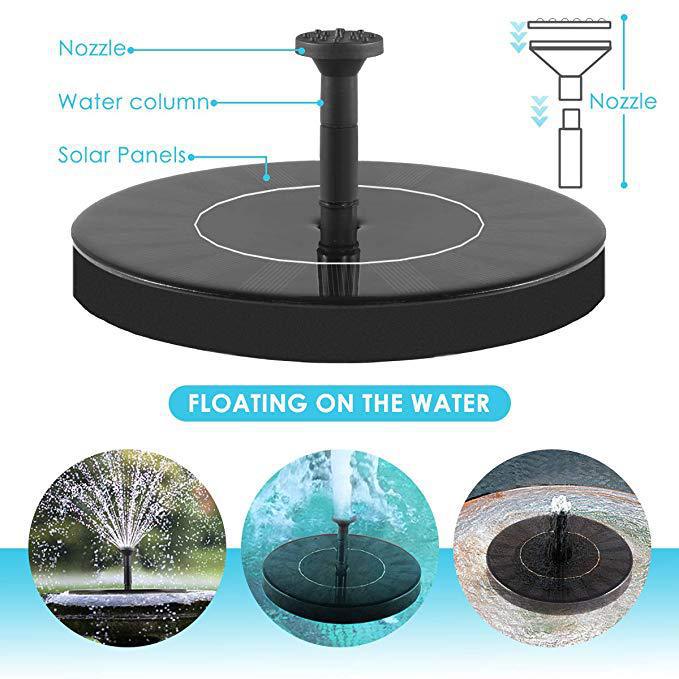 Solar Fountain  Water  Outdoor Garden Circular Floating Water Landscape