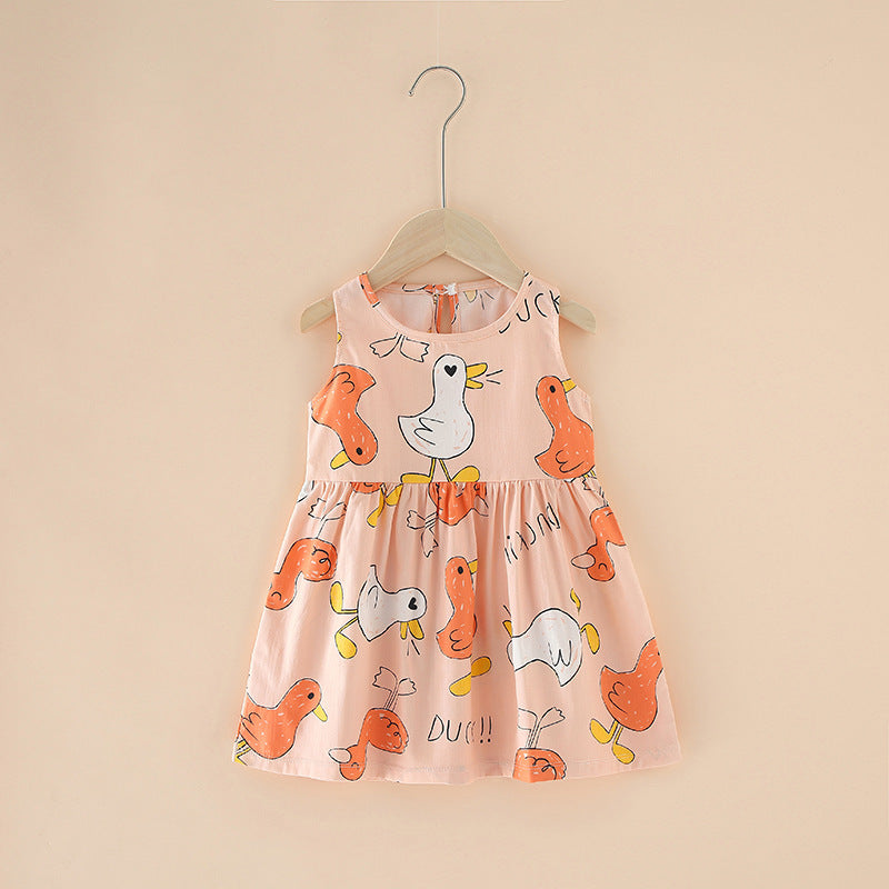 Spring And Summer New Girls' Dresses Pure Cotton