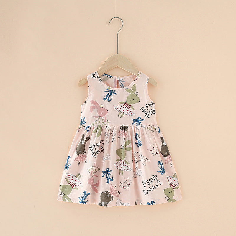 Spring And Summer New Girls' Dresses Pure Cotton