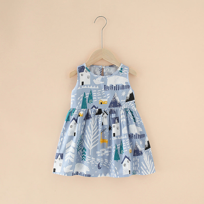 Spring And Summer New Girls' Dresses Pure Cotton