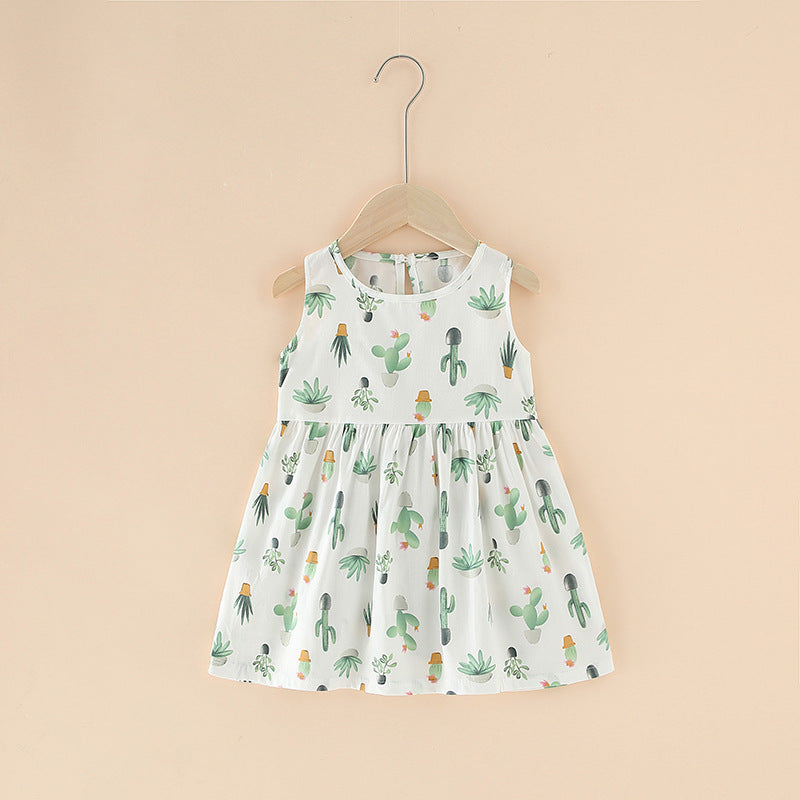 Spring And Summer New Girls' Dresses Pure Cotton