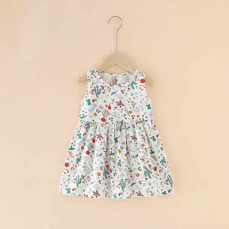 Spring And Summer New Girls' Dresses Pure Cotton