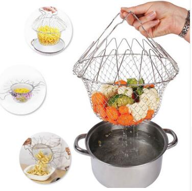 Deep Fry Basket Stainless Steel Multi-function Foldable Kitchen Tool