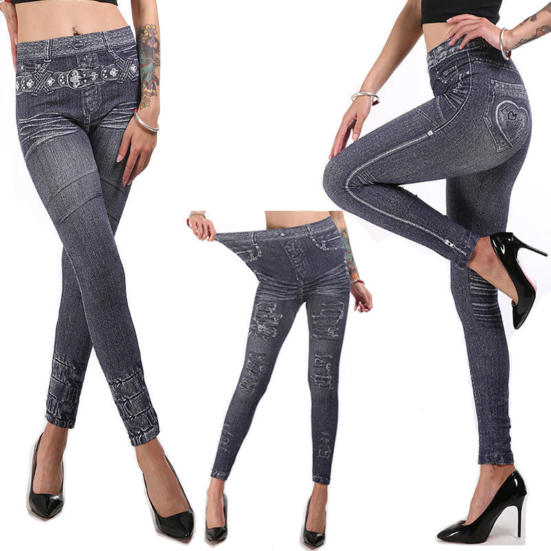 Spring new imitation denim leggings