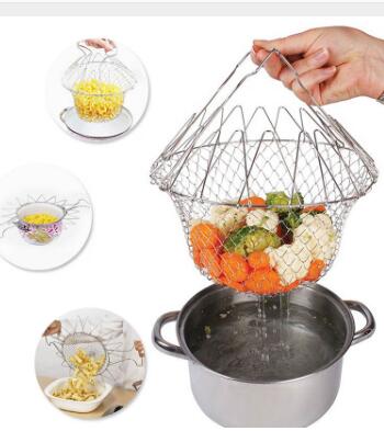 Deep Fry Basket Stainless Steel Multi-function Foldable Kitchen Tool