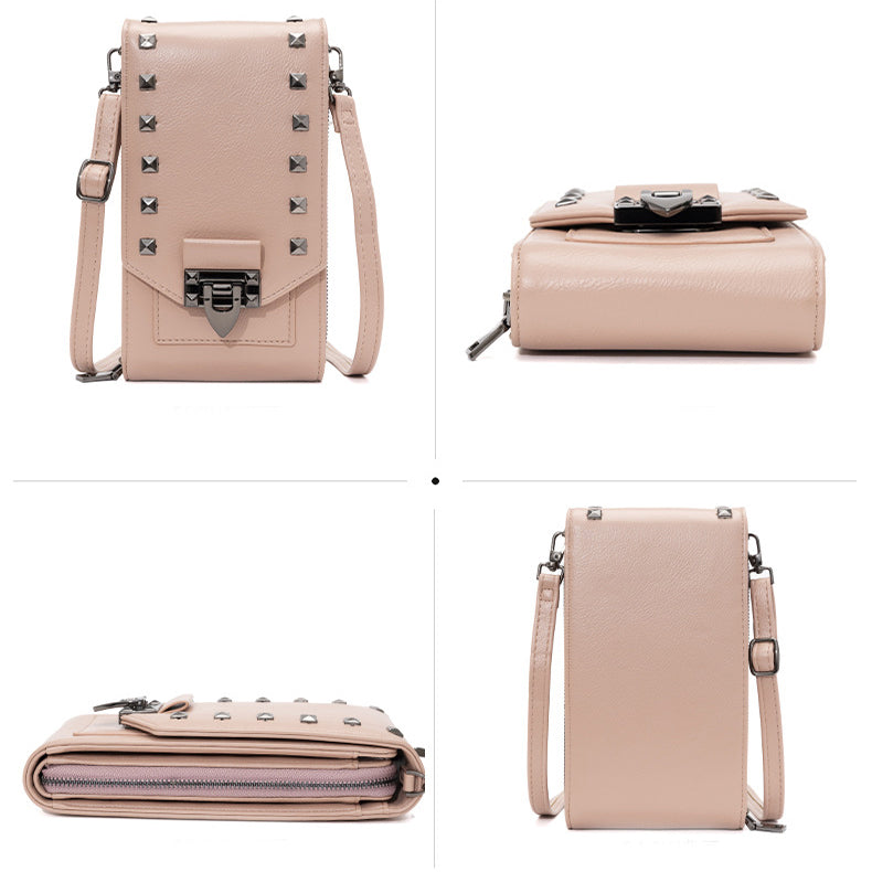 Rivet Design Shoulder Mobile Phone Handbag