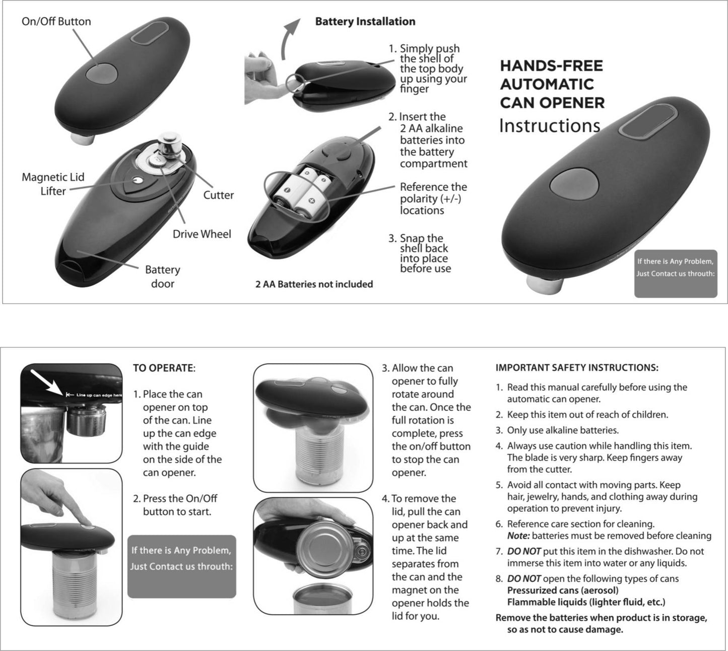 Automatic One Touch Portable can opener